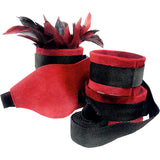 Includes one soft red blindfold, four wrist and ankle cuffs with 112 cm long connector straps and one pleasure feather.