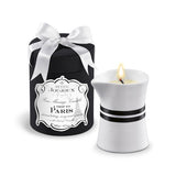 After the fragrant candle has been lighted its wax is melting to a comfortably warm massage oil which is indulging and nourishing the skin.