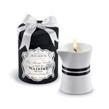 After the fragrant candle has been lighted its wax is melting to a comfortably warm massage oil which is indulging and nourishing the skin.