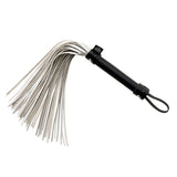 A vision in black and metallic silver, this faux leather flogger whip stands out against traditional bondage gear as an exquisite tool of sadism. 